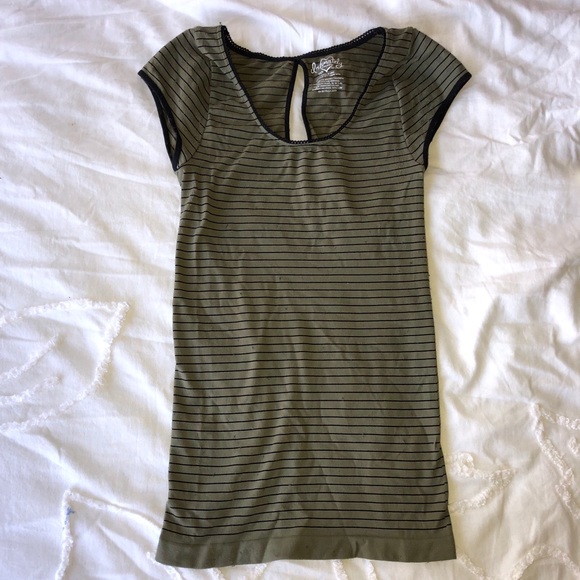 Free People Tops - Free People Stretchy Military Green Cap Sleeve Top